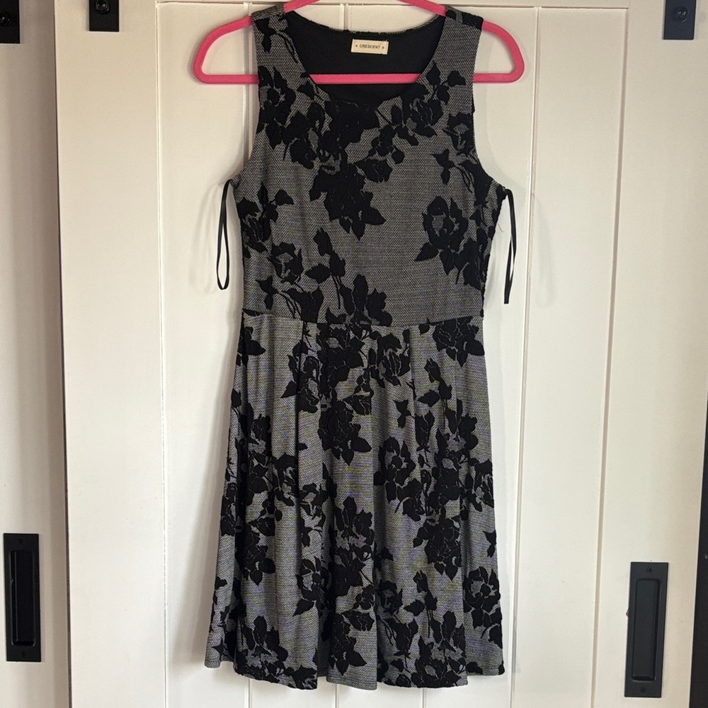 Crescent Black Floral Sleeveless Mini Dress